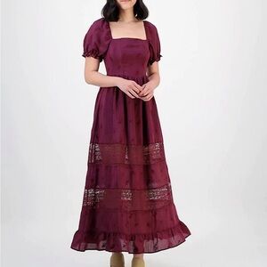 And Now This Burgundy Maxi Dress with Lace Panels